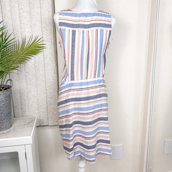 Anthropologie Drew Dress Wrap Linen Striped Tie Candy Stripe Size Small NWT - Picture 8 of 13